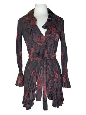 Alberto Makali Women's Dress Jacket - Black with Deep Rose Floral Sz M
